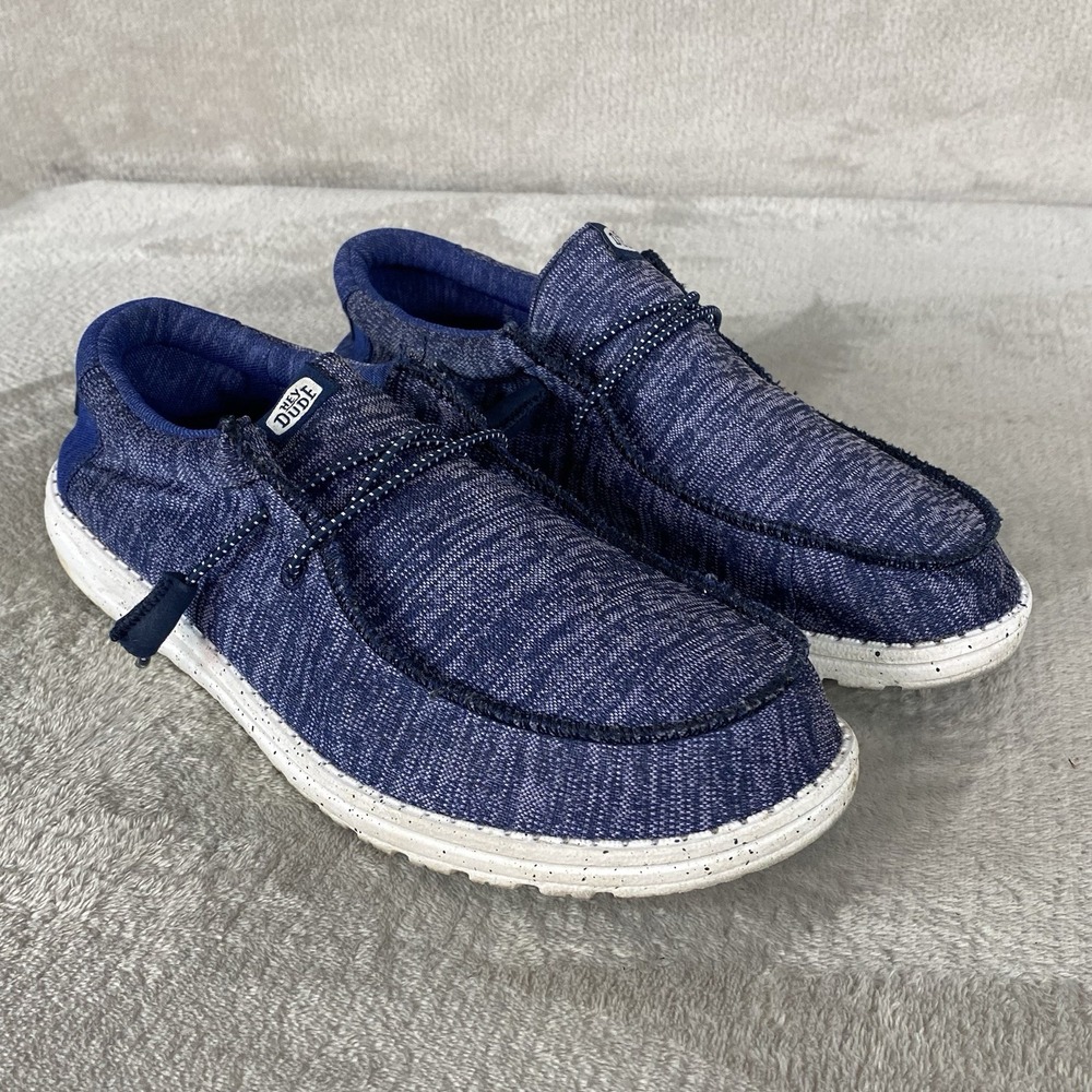 Hey Dude Wally Sport Knit Mens Loafer Slip On Size 10 Blue Slip On Shoes